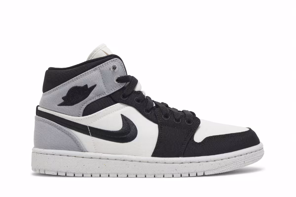 Women's Air Jordan 1 Mid SE Light Steel Grey Canvas, view 2