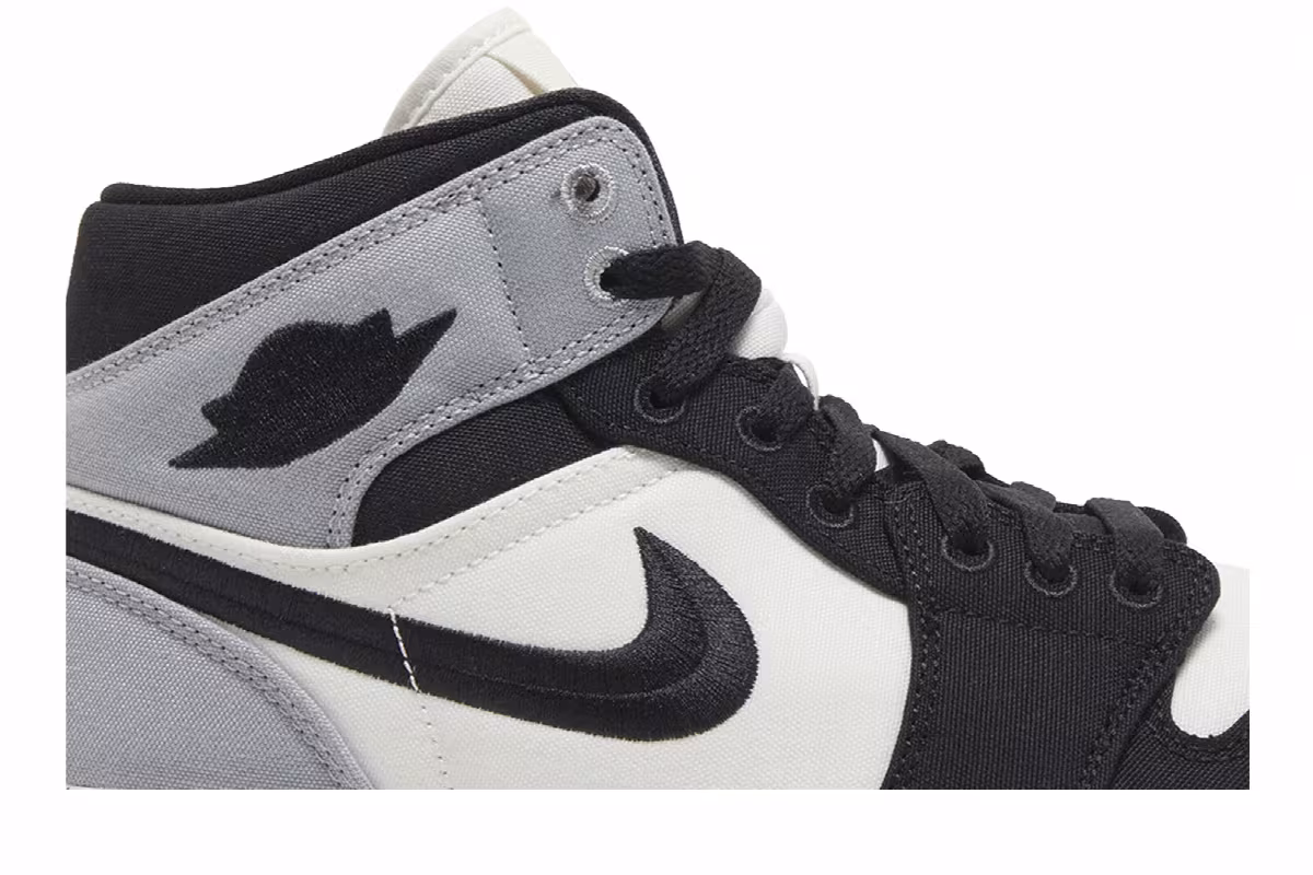 Women's Air Jordan 1 Mid SE Light Steel Grey Canvas, view 3