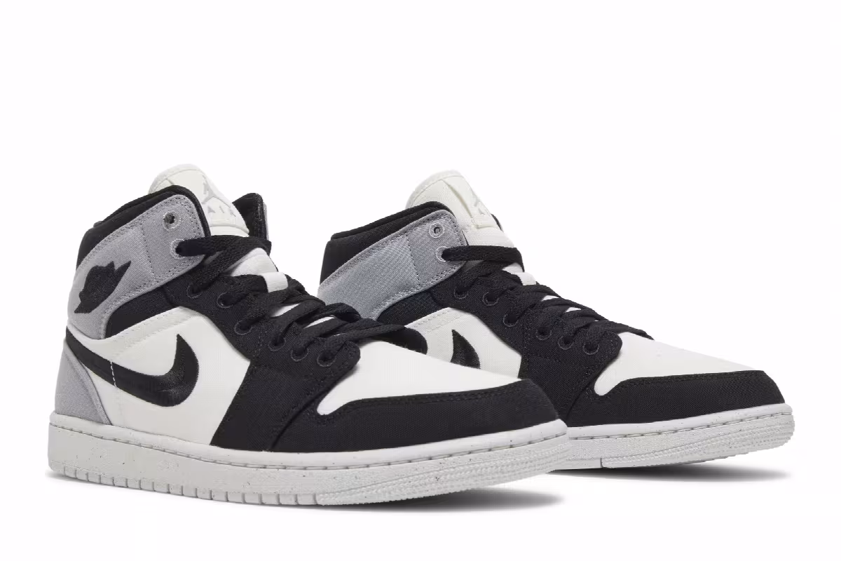 Women's Air Jordan 1 Mid SE Light Steel Grey Canvas, view 9