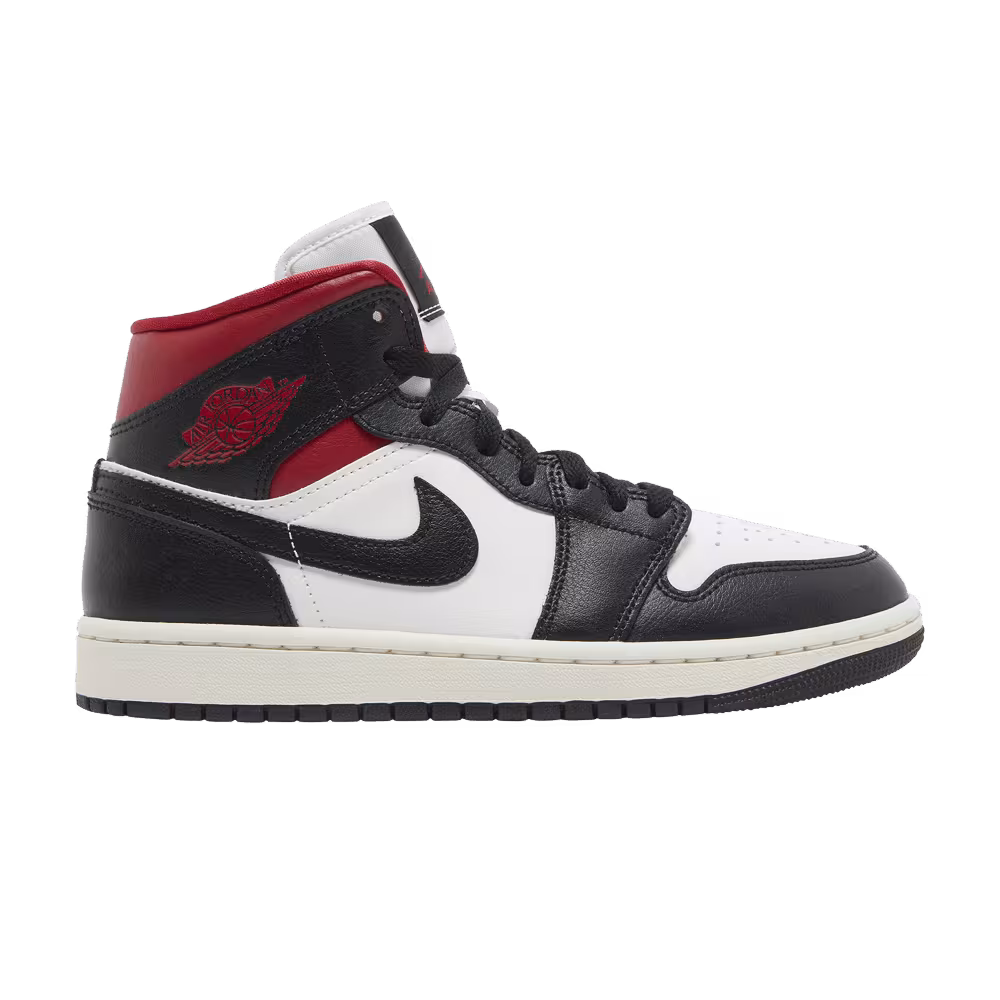 Women's Air Jordan 1 Mid Black Sail Gym Red