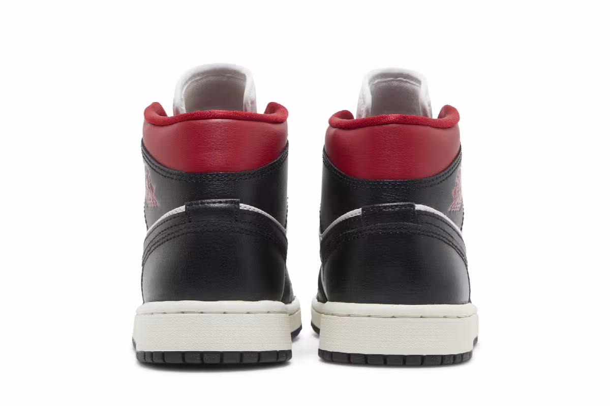 Women's Air Jordan 1 Mid Black Sail Gym Red, view 7