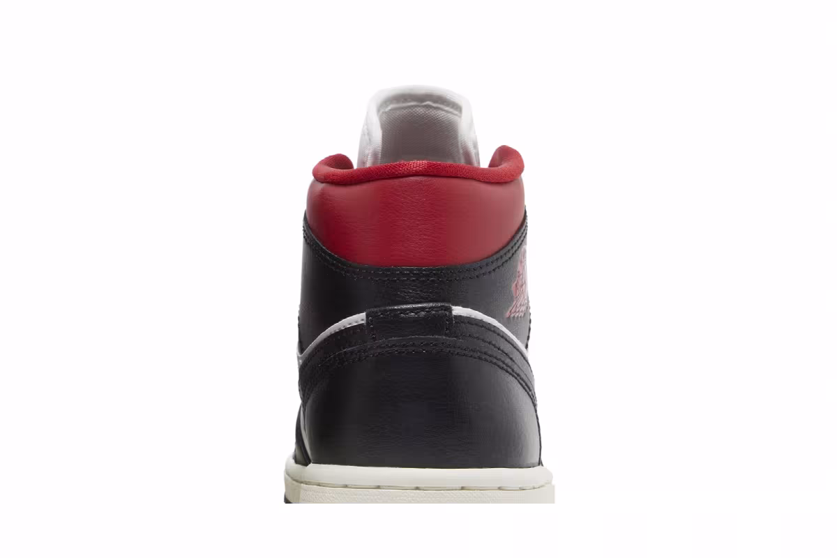 Women's Air Jordan 1 Mid Black Sail Gym Red, view 8