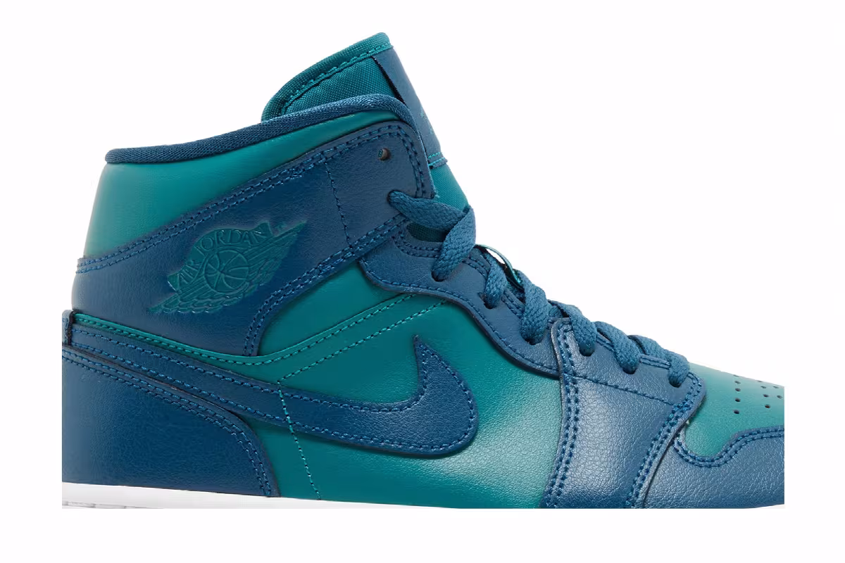 Women's Air Jordan 1 Mid Teal French Blue, view 3