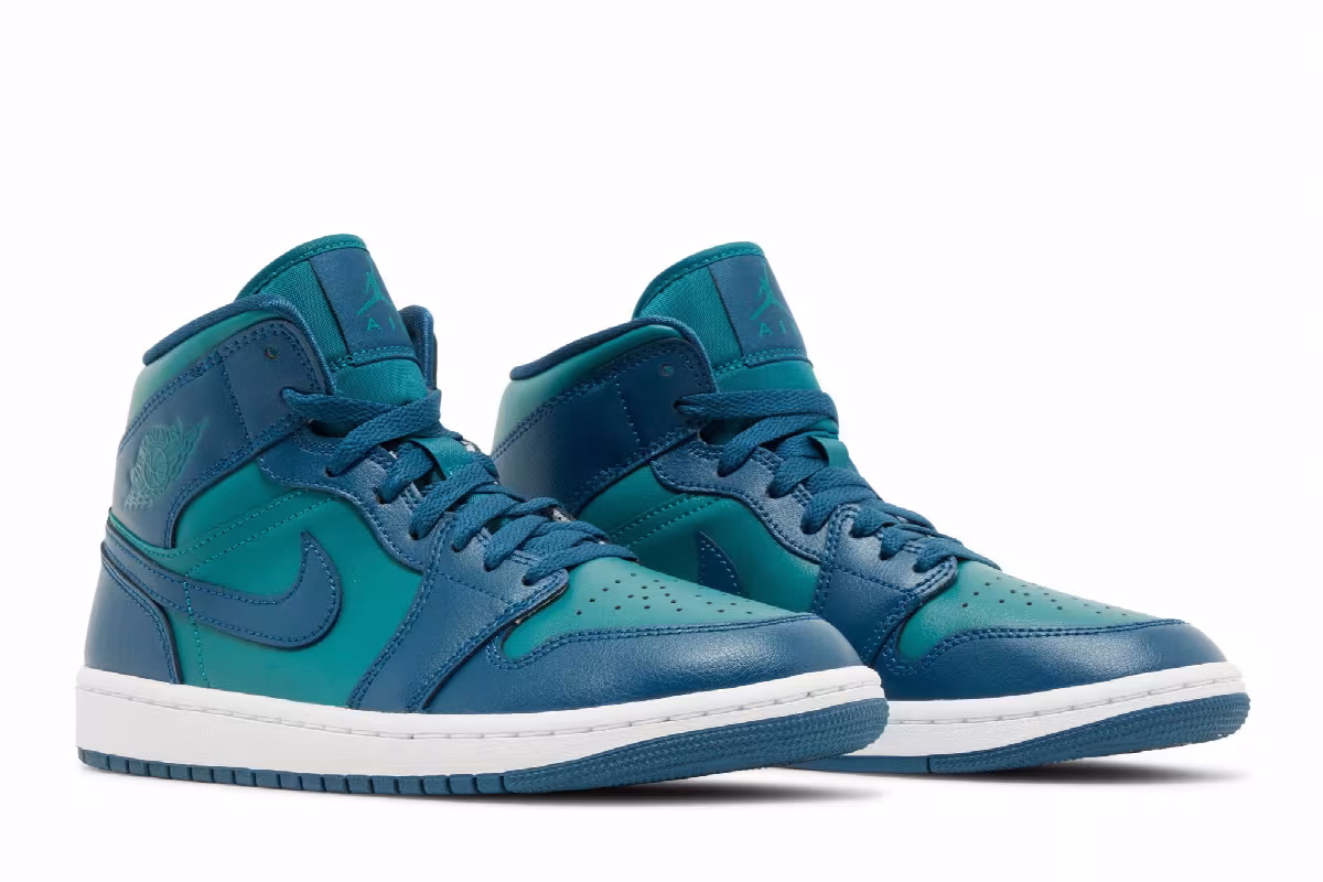 Women's Air Jordan 1 Mid Teal French Blue, view 9