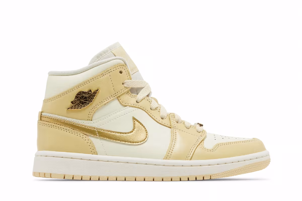 Women's Air Jordan 1 Mid Pale Vanilla Gold, view 2