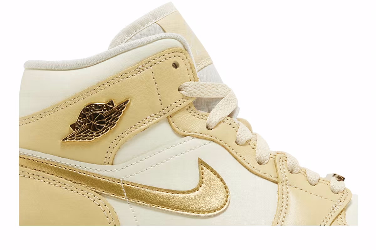 Women's Air Jordan 1 Mid Pale Vanilla Gold, view 3