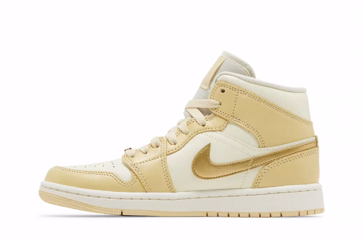 Women's Air Jordan 1 Mid Pale Vanilla Gold, view 4