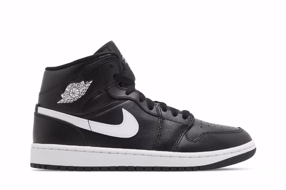 Women's Air Jordan 1 Mid Black White, view 2