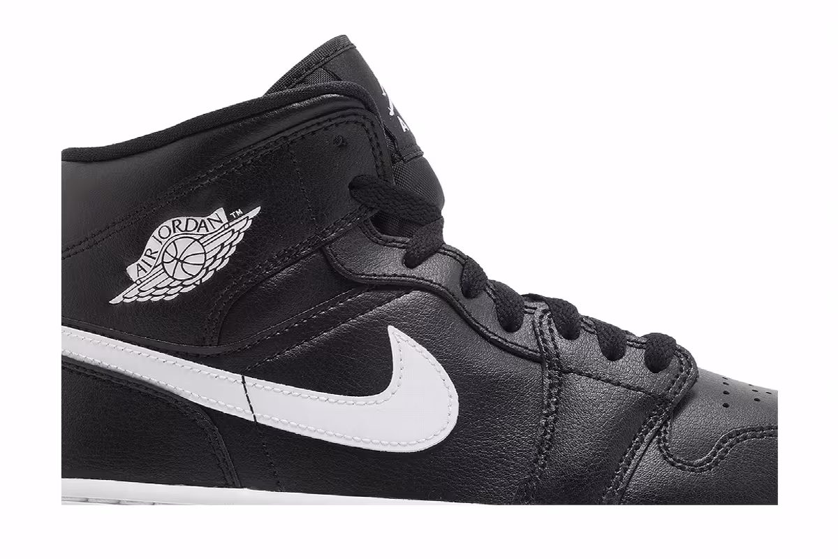 Women's Air Jordan 1 Mid Black White, view 3