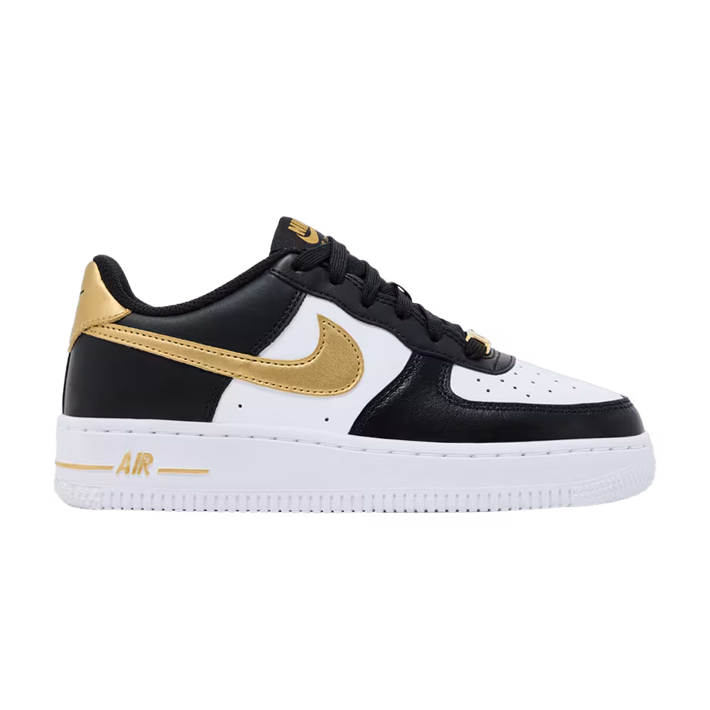 Nike Air Force 1 GS Black White Metallic Gold