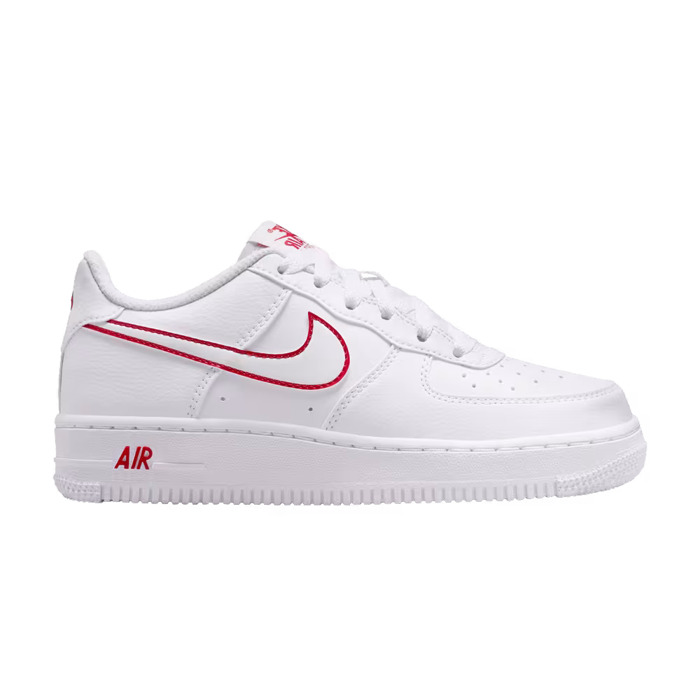 Nike Air Force 1 Low GS White University Red Outlined Swoosh