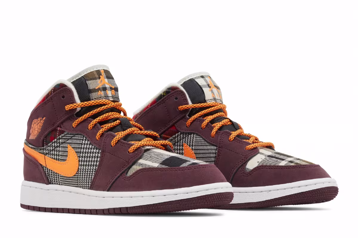 Air Jordan 1 Mid SE GS Plaid, view 9