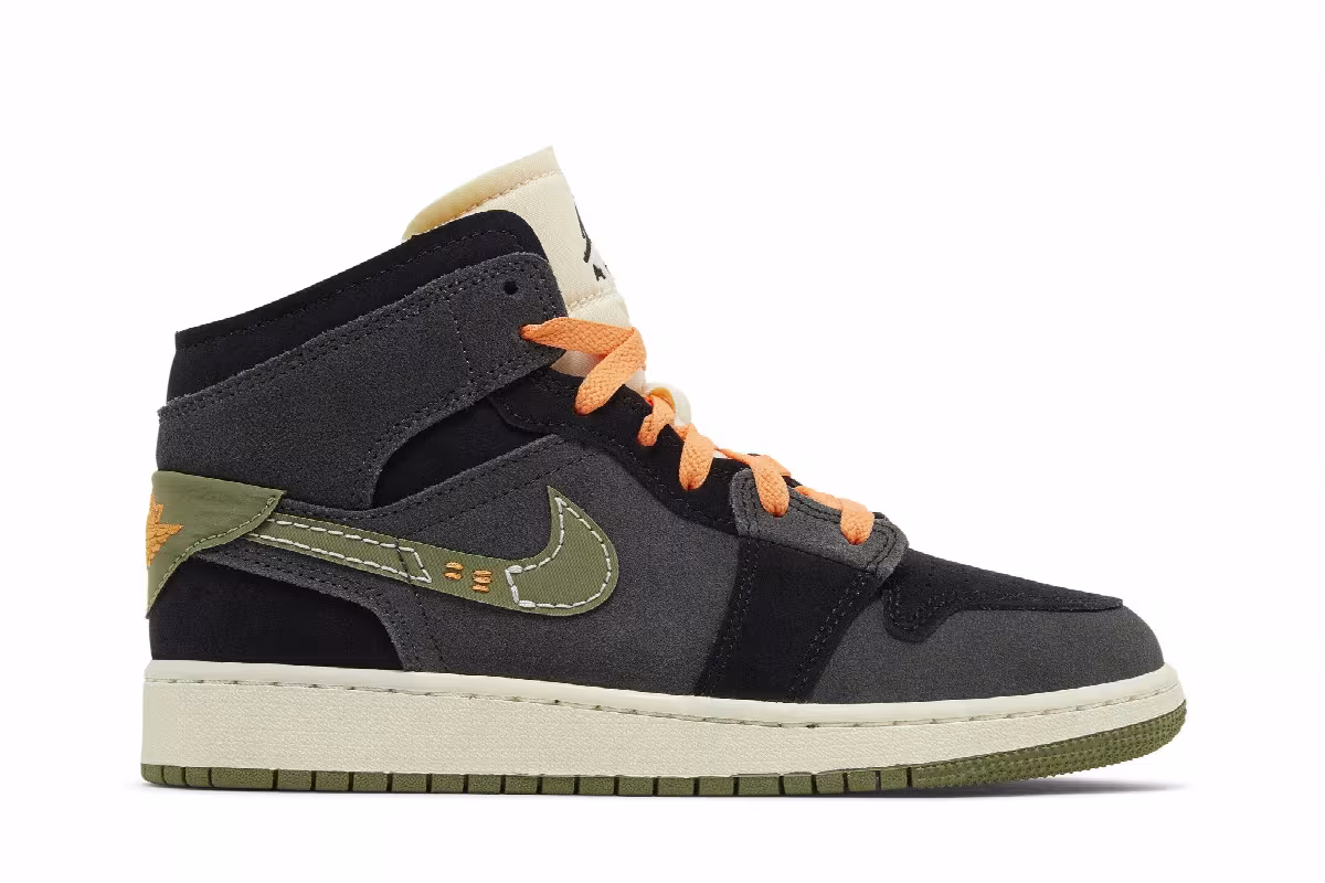 Air Jordan 1 Mid SE Craft GS Anthracite Light Olive, view 2