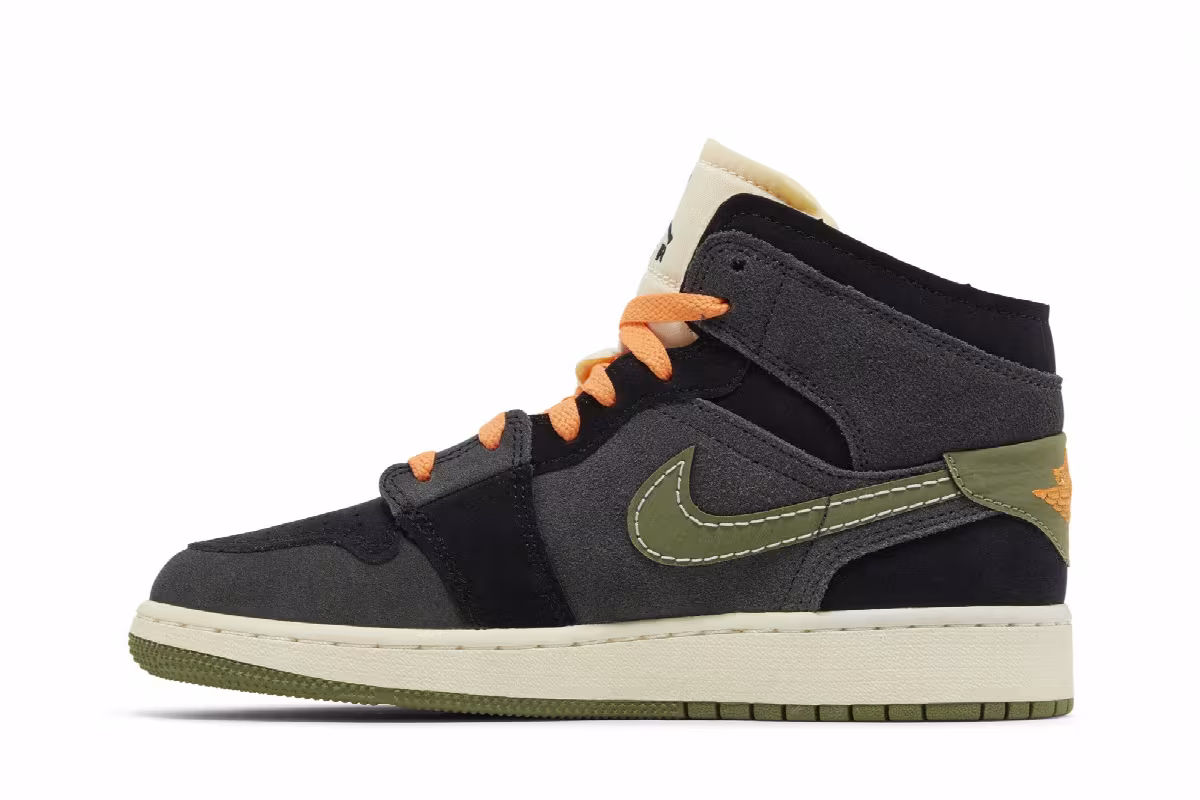Air Jordan 1 Mid SE Craft GS Anthracite Light Olive, view 4