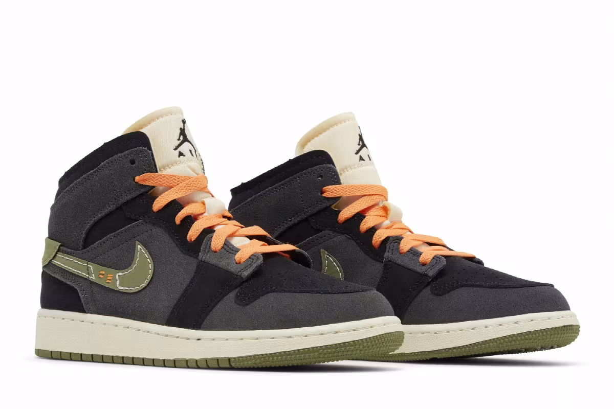 Air Jordan 1 Mid SE Craft GS Anthracite Light Olive, view 9