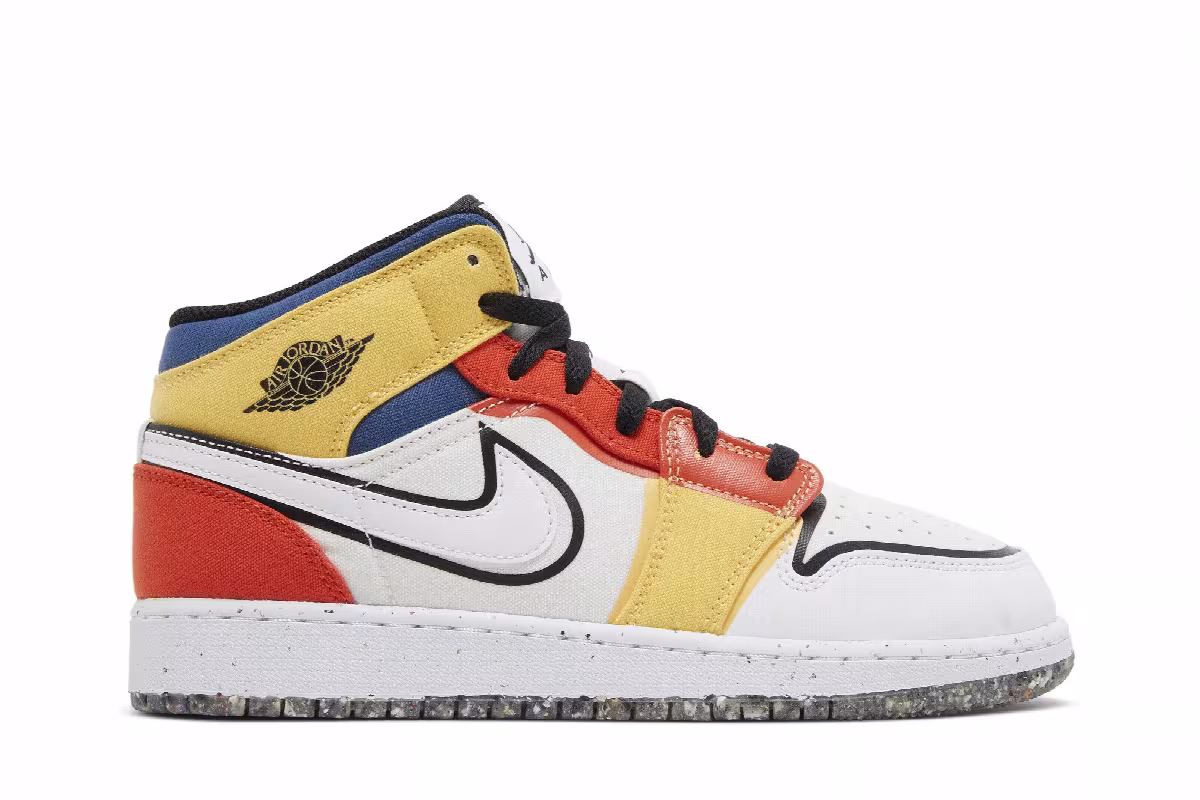 Air Jordan 1 Mid SE GS Multi-Color Canvas, view 2