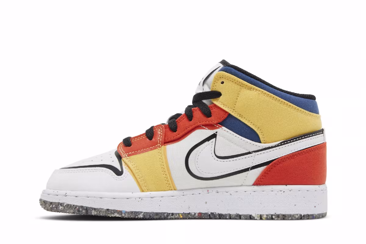 Air Jordan 1 Mid SE GS Multi-Color Canvas, view 4
