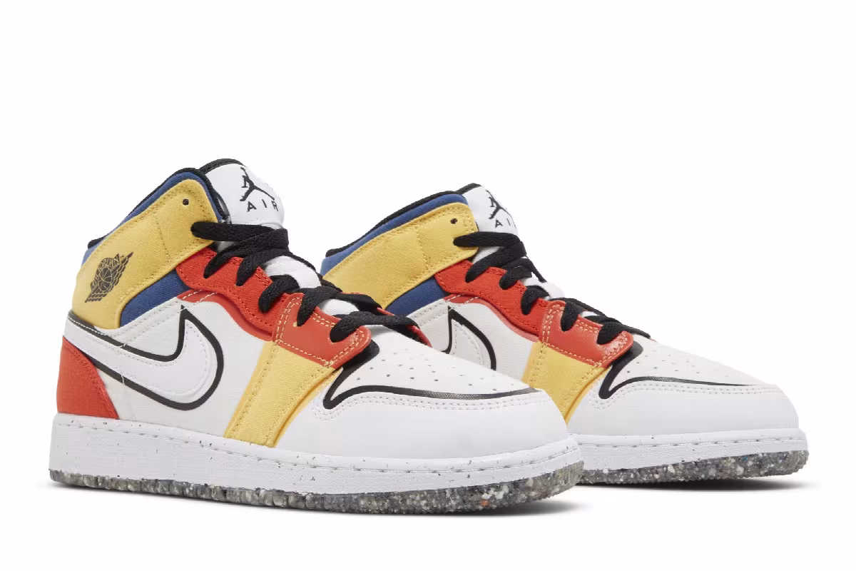 Air Jordan 1 Mid SE GS Multi-Color Canvas, view 9