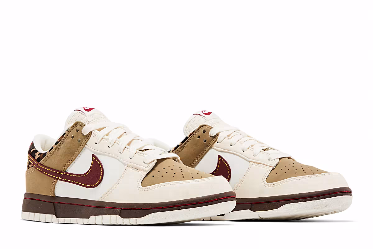 Nike Women's Dunk Low Khaki Team Red, view 9