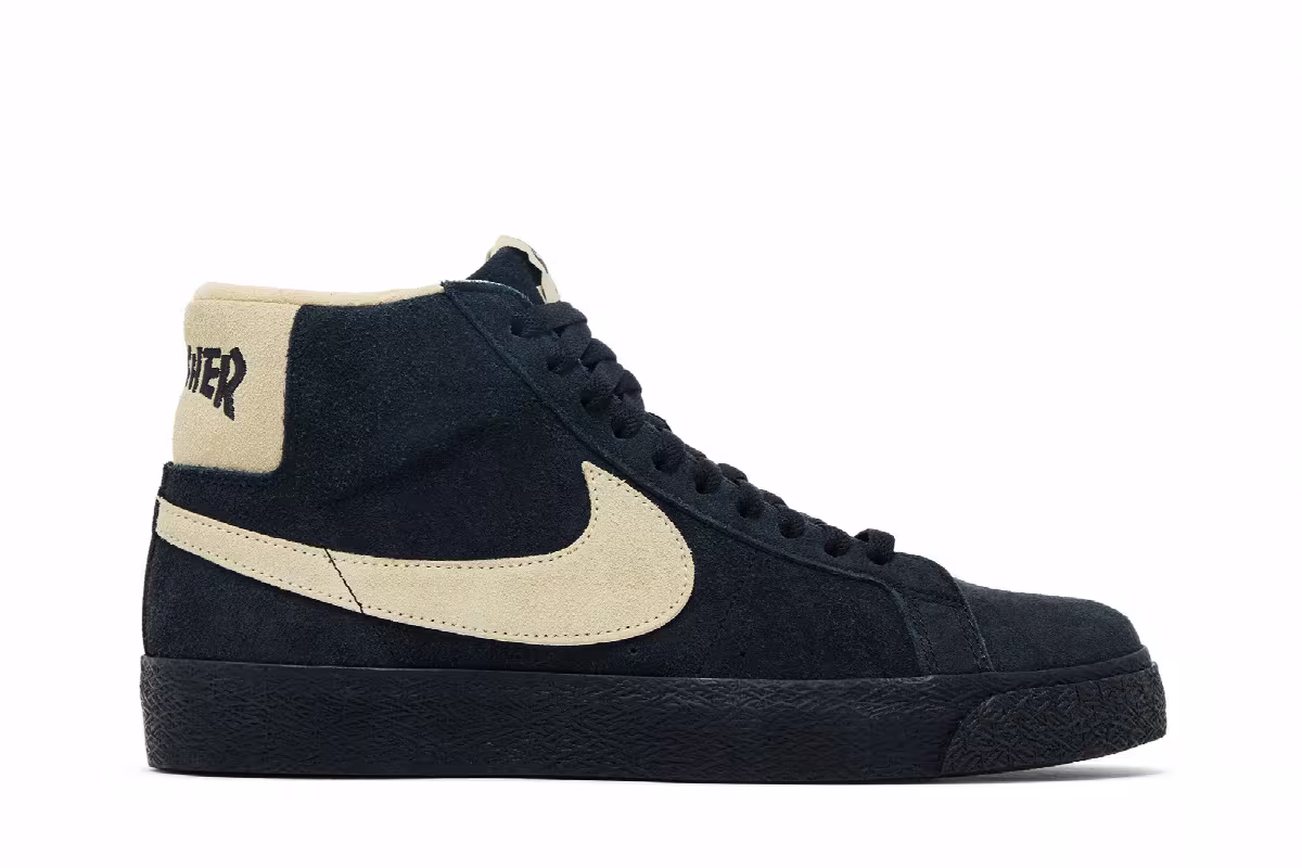 Thrasher x Nike Blazer SB Black Team Gold Gum, view 2