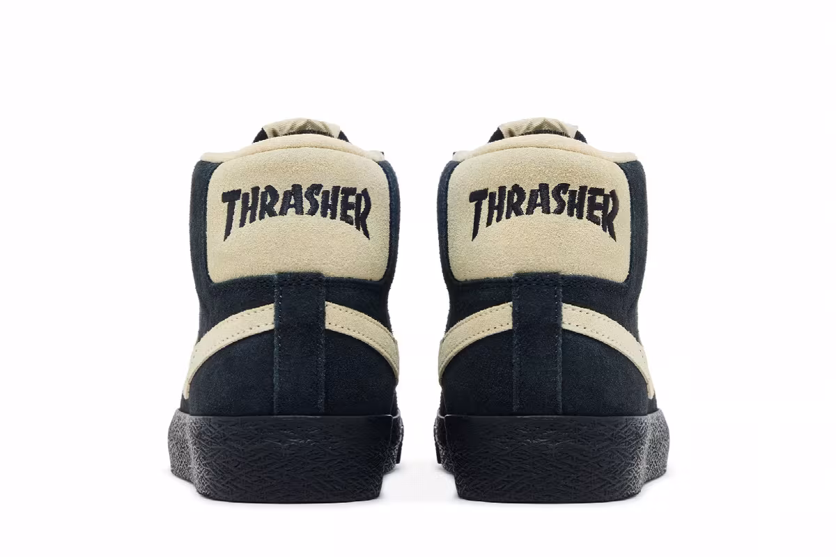 Thrasher x Nike Blazer SB Black Team Gold Gum, view 7