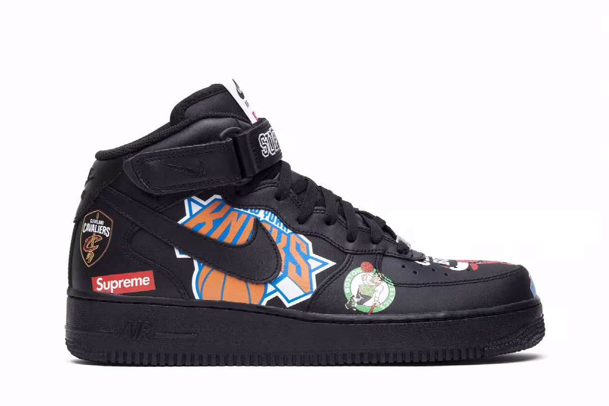 Supreme x NBA x Nike Air Force 1 Mid 07 Black, view 2