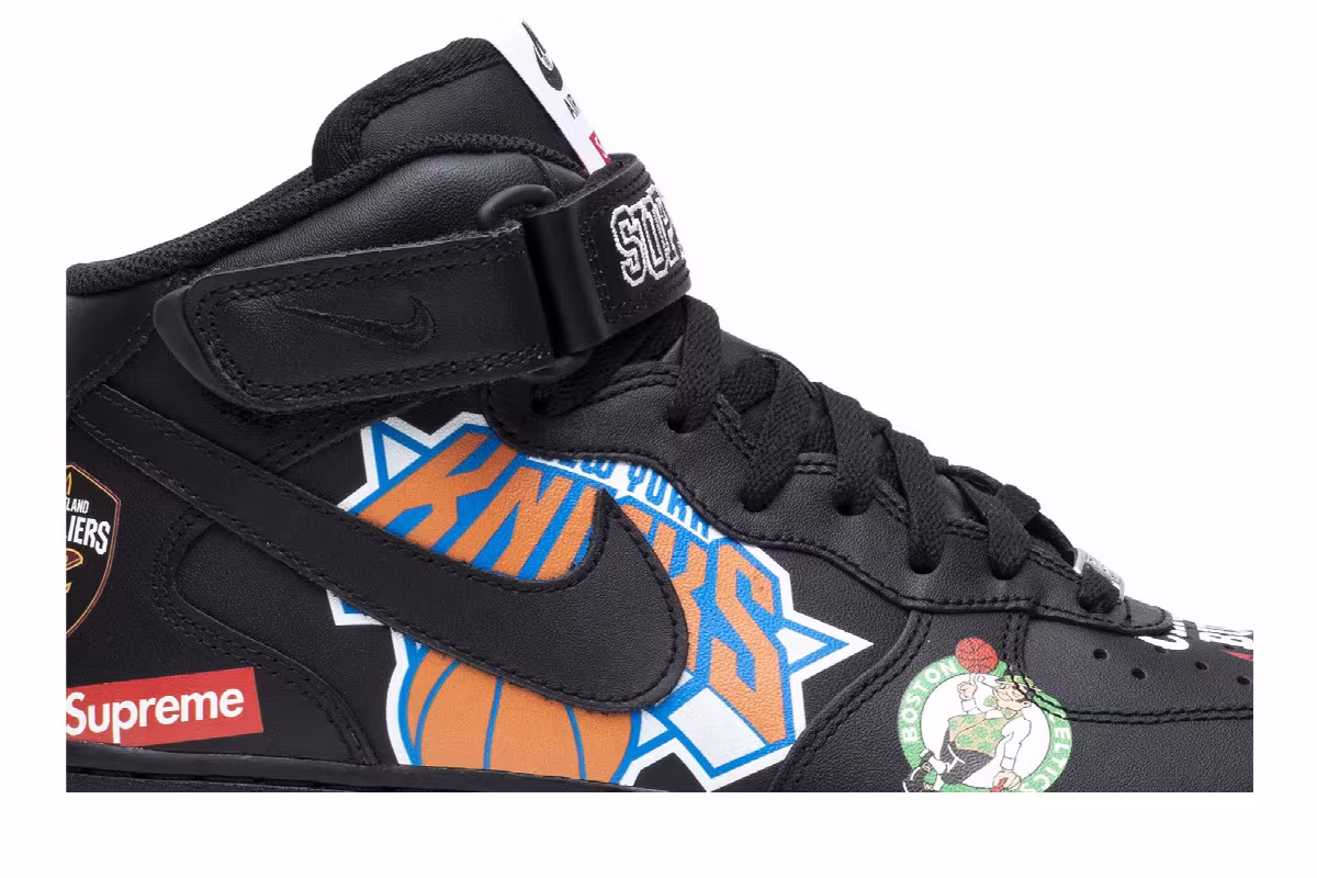 Supreme x NBA x Nike Air Force 1 Mid 07 Black, view 3