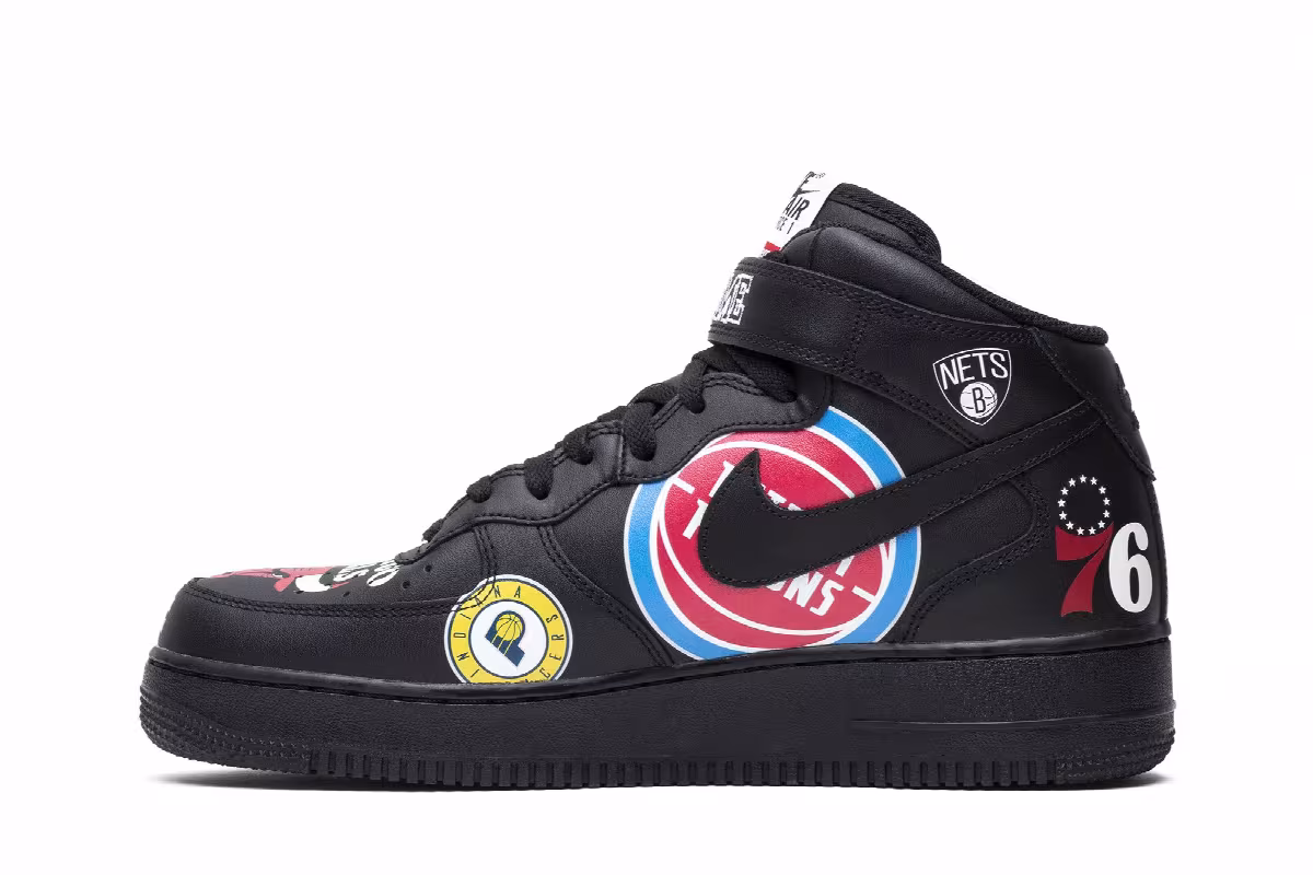 Supreme x NBA x Nike Air Force 1 Mid 07 Black, view 4