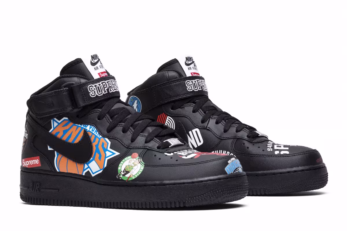 Supreme x NBA x Nike Air Force 1 Mid 07 Black, view 9
