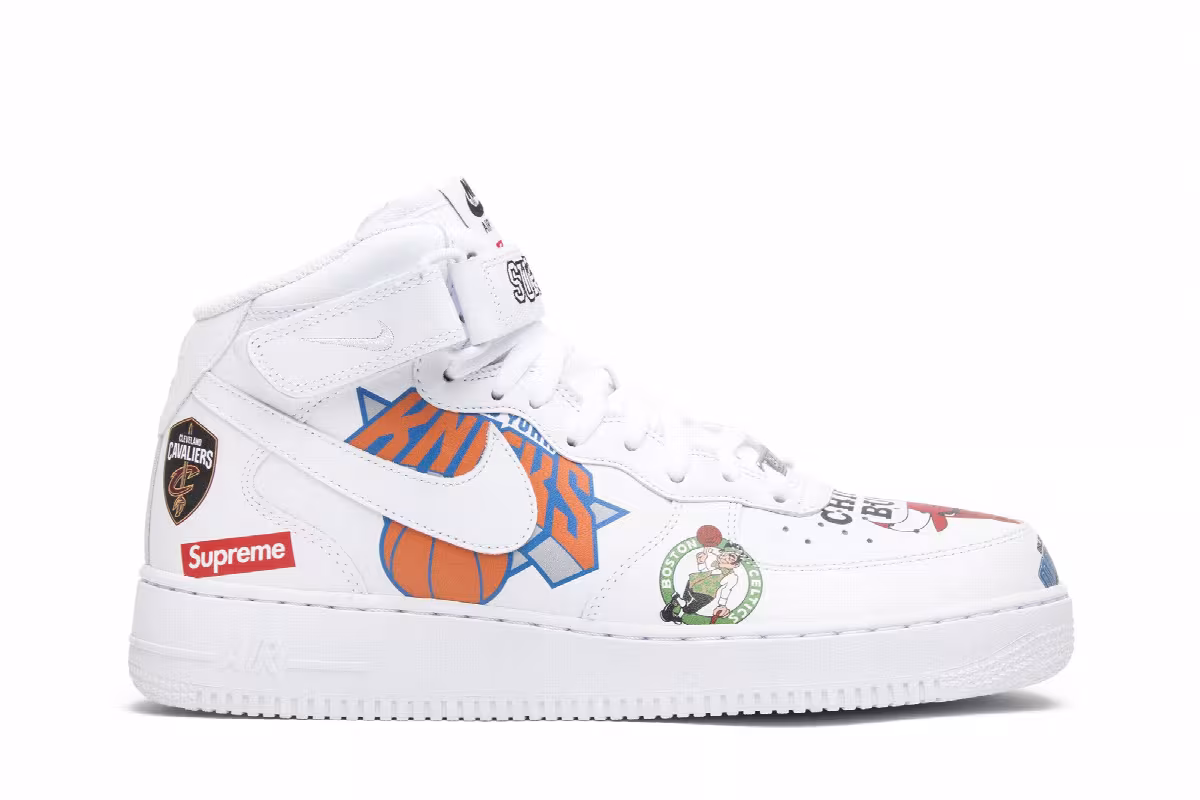 Supreme x NBA x Nike Air Force 1 Mid White, view 2