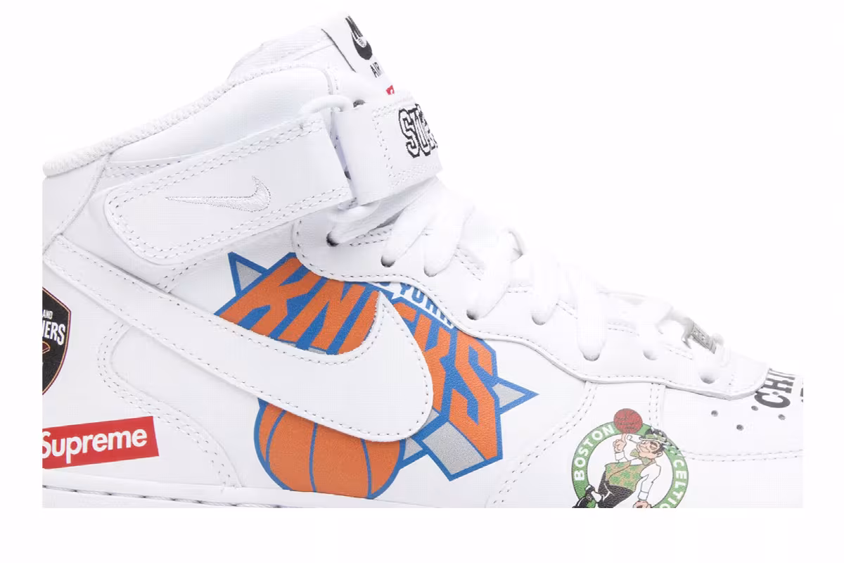 Supreme x NBA x Nike Air Force 1 Mid White, view 3