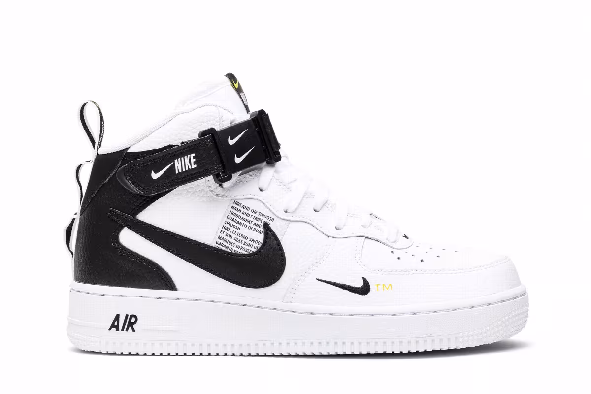 Nike Air Force 1 Mid White Black, view 2