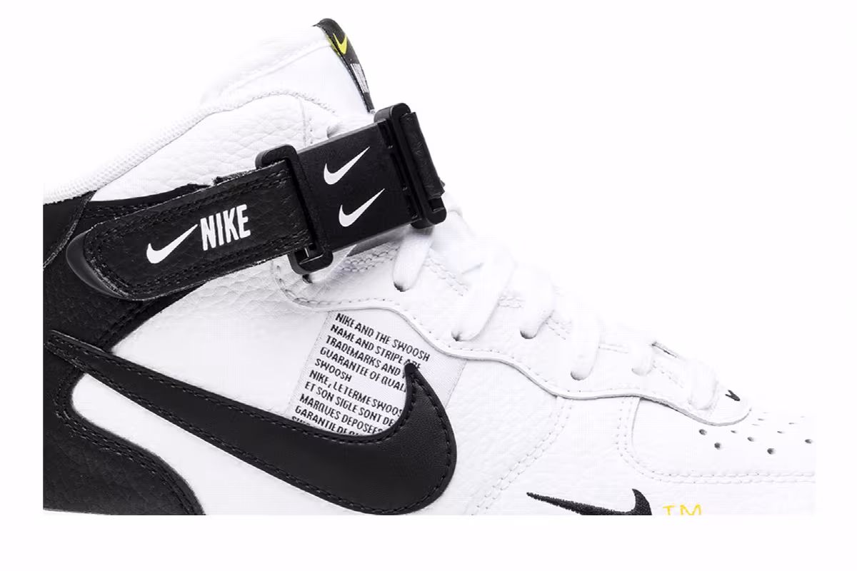 Nike Air Force 1 Mid White Black, view 3