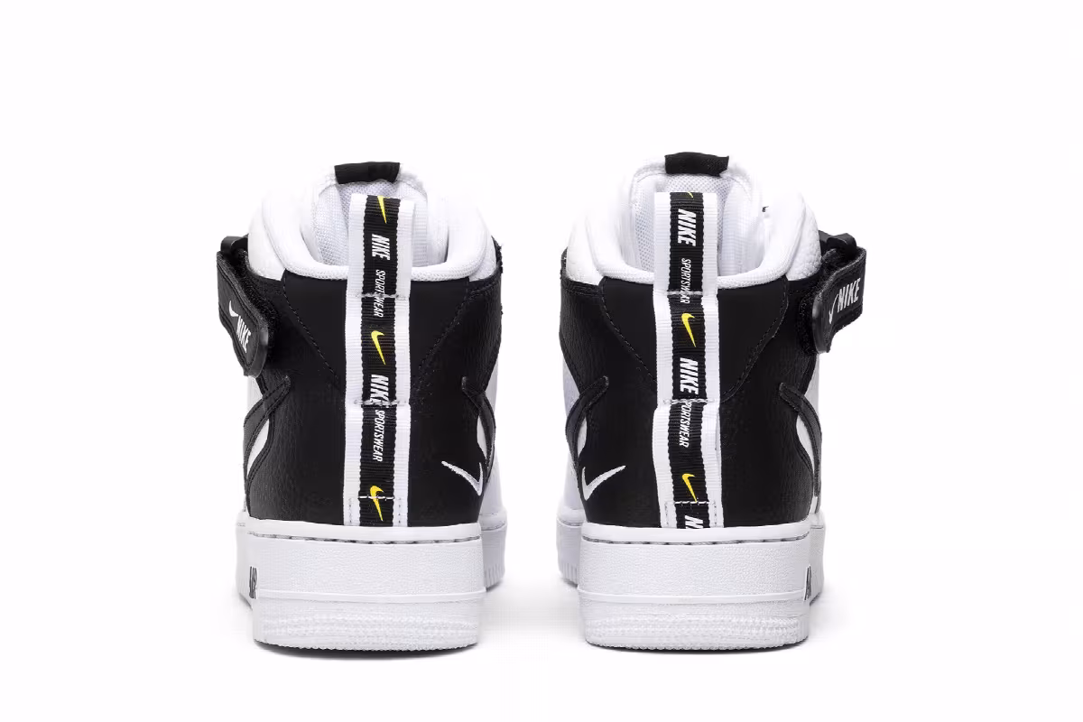 Nike Air Force 1 Mid White Black, view 7
