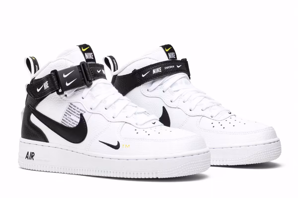 Nike Air Force 1 Mid White Black, view 9