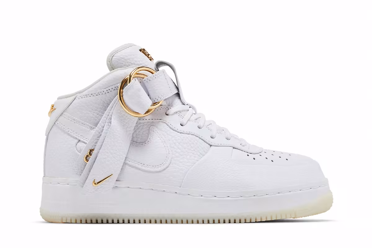 Victor Cruz x Nike Air Force 1 Mid White Gold, view 2