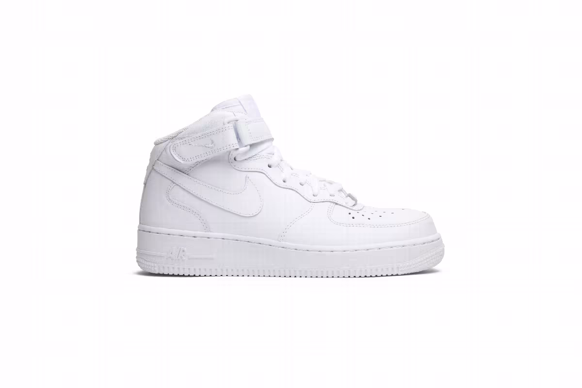 Nike Women's Air Force 1 Mid 07 Leather Triple White, view 2