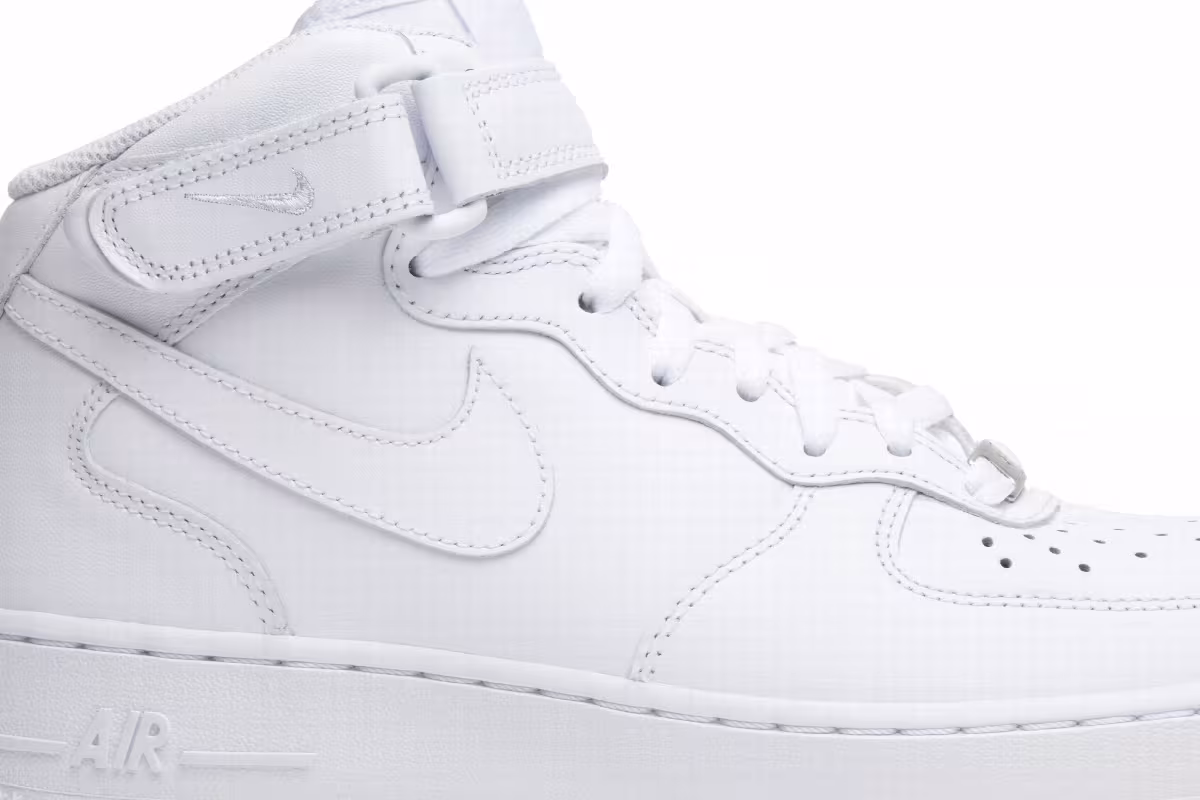 Nike Women's Air Force 1 Mid 07 Leather Triple White, view 3