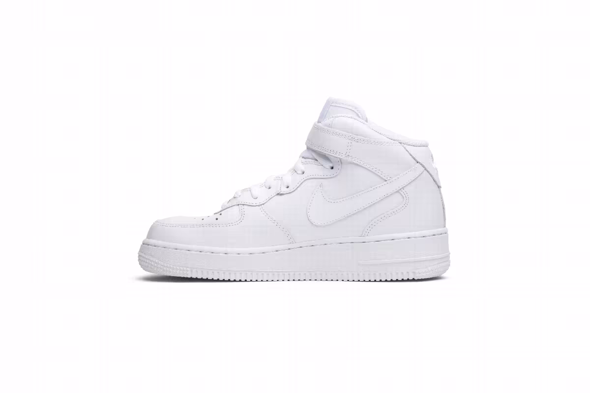 Nike Women's Air Force 1 Mid 07 Leather Triple White, view 4