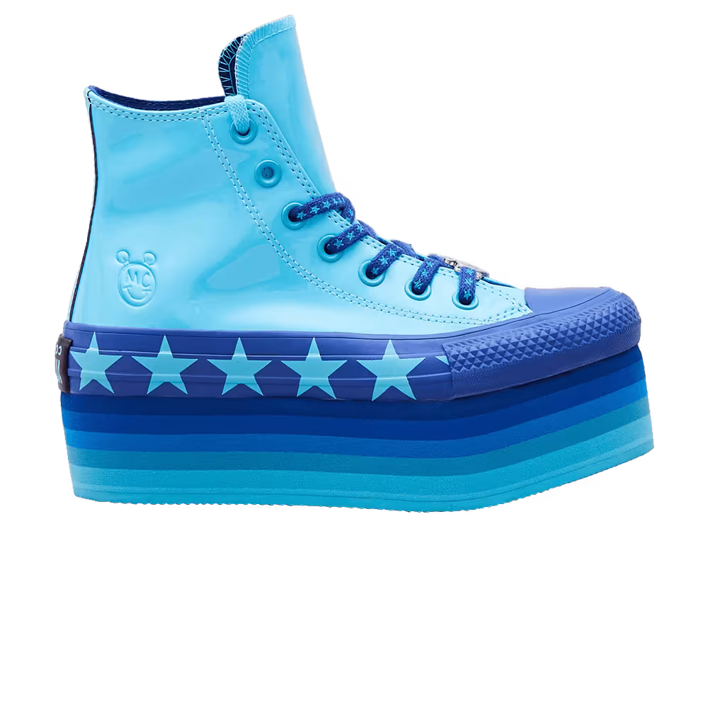 Miley Cyrus x Converse Women's Chuck Taylor All Star Platform Faux Patent Hi Gnarly Blue