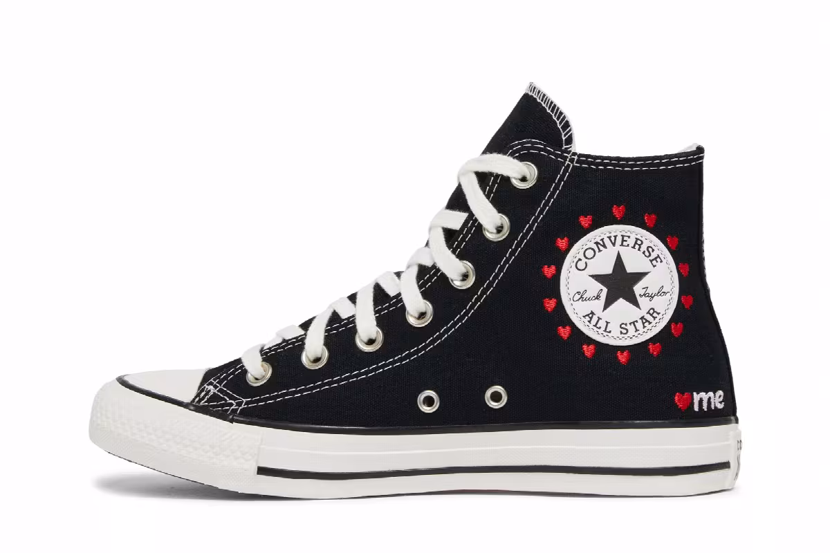 Converse Women's Chuck Taylor All Star High Embroidered Hearts - Black, view 4