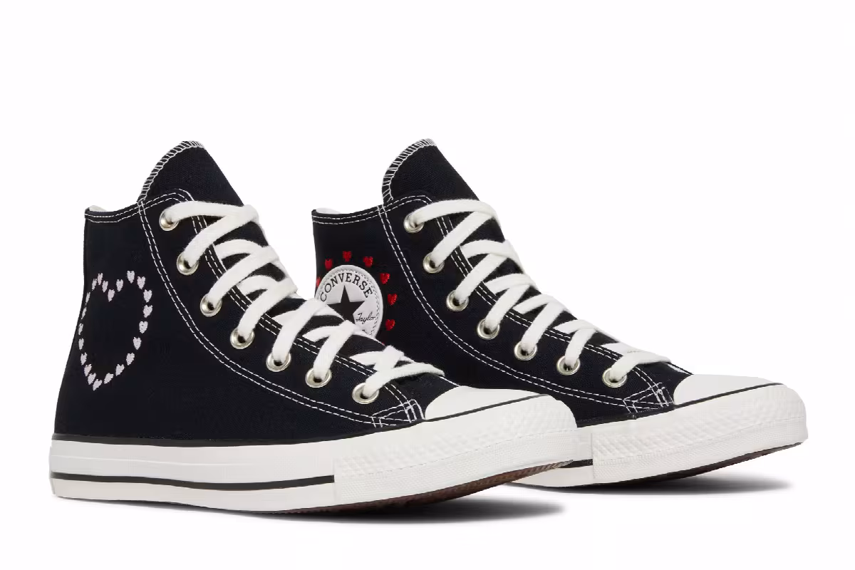 Converse Women's Chuck Taylor All Star High Embroidered Hearts - Black, view 9