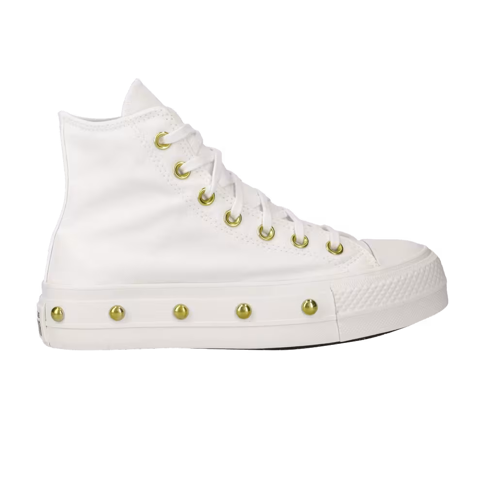 Converse Women's Chuck Taylor All Star Studded Lift Platform White Gold