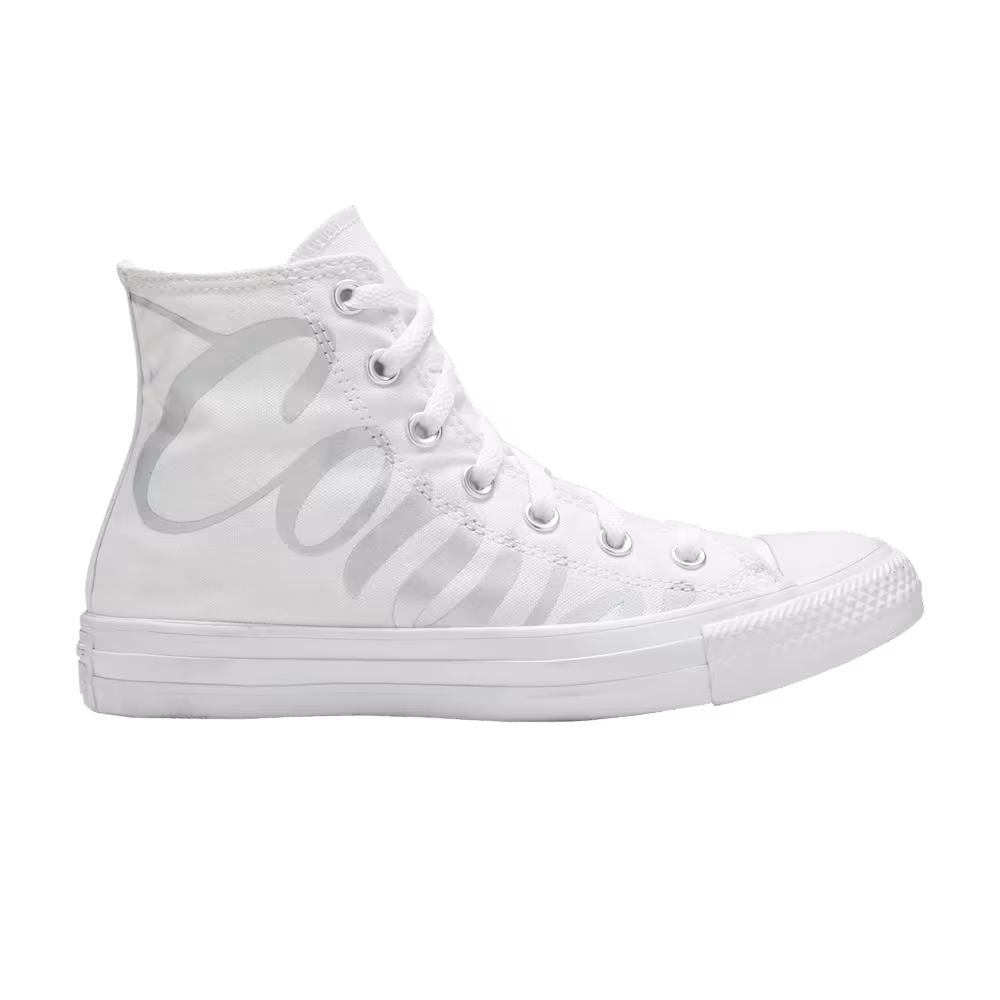 Converse Women's Chuck Taylor All Star High Metallic Script Logo - White