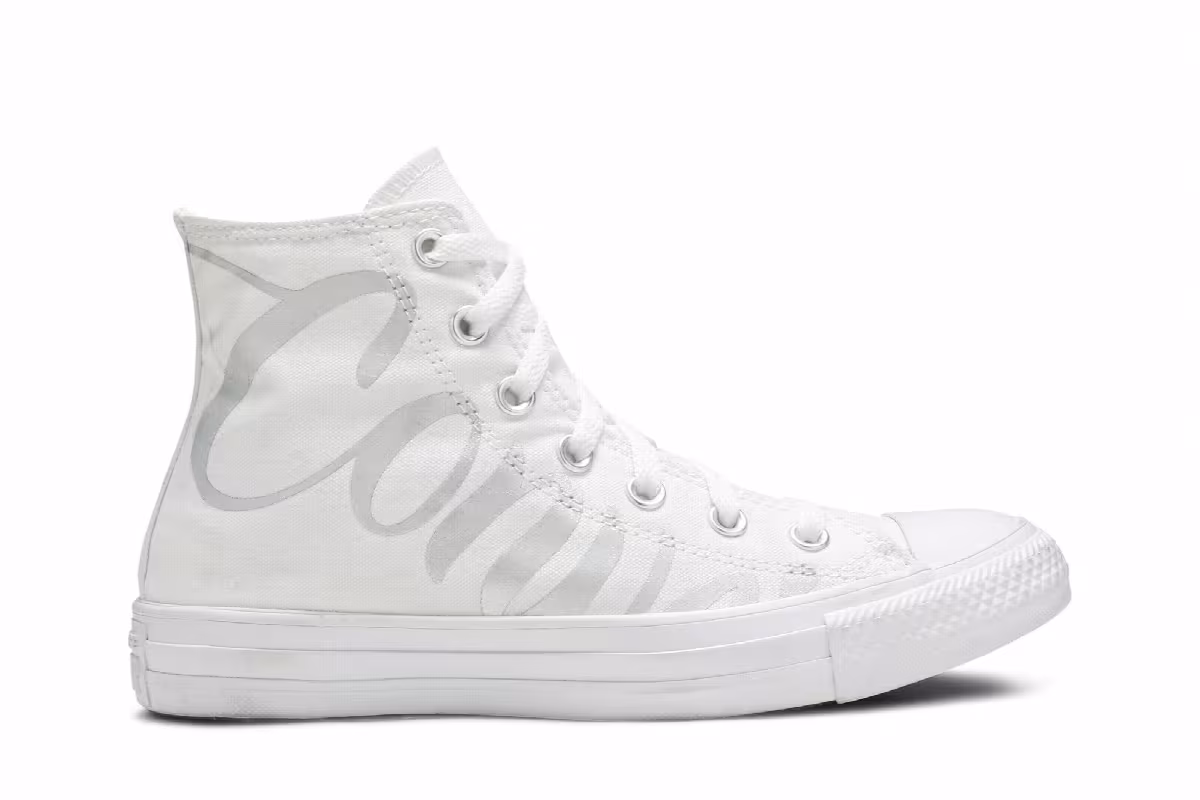 Converse Women's Chuck Taylor All Star High Metallic Script Logo - White, view 2