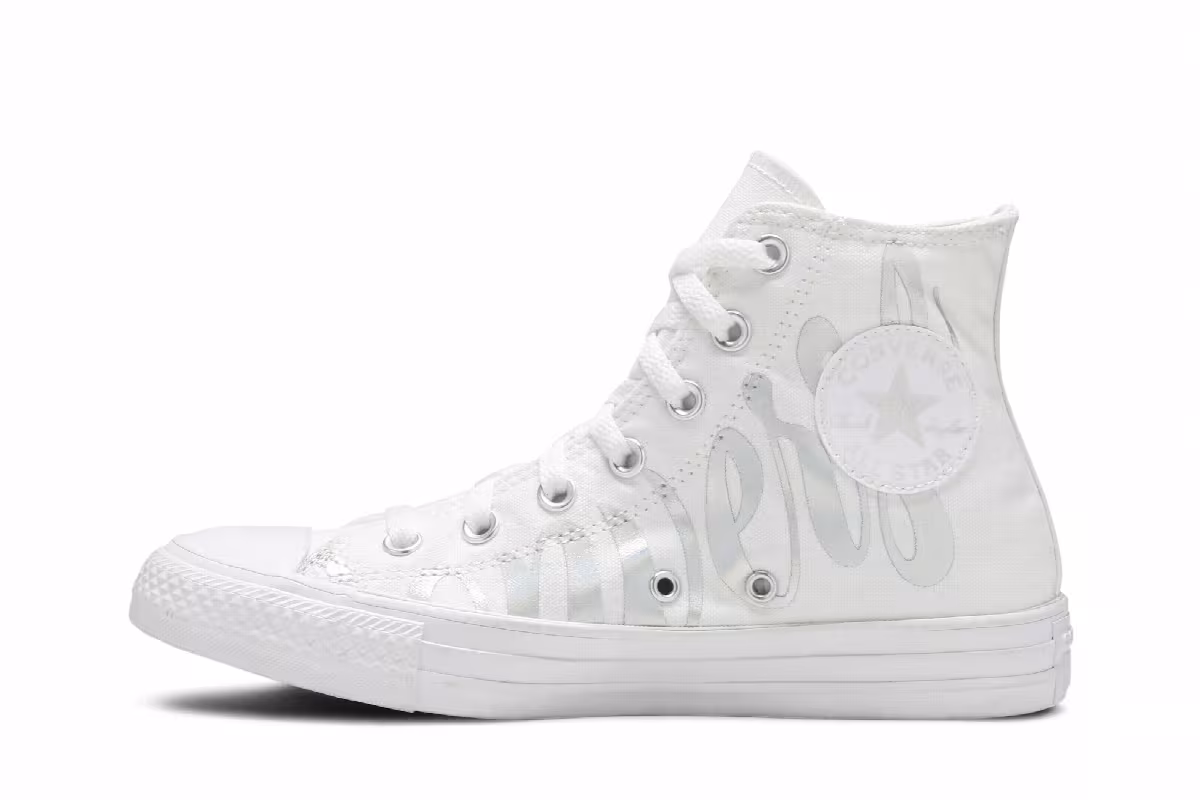 Converse Women's Chuck Taylor All Star High Metallic Script Logo - White, view 4