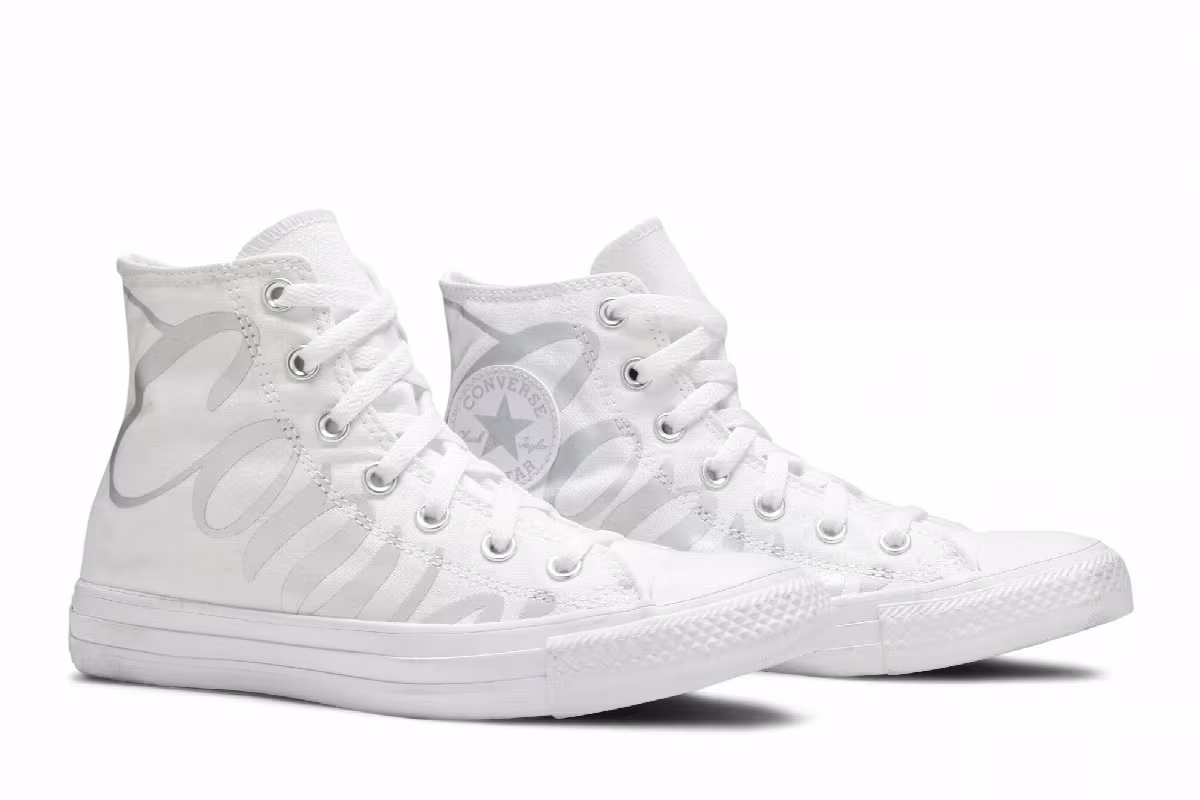 Converse Women's Chuck Taylor All Star High Metallic Script Logo - White, view 9