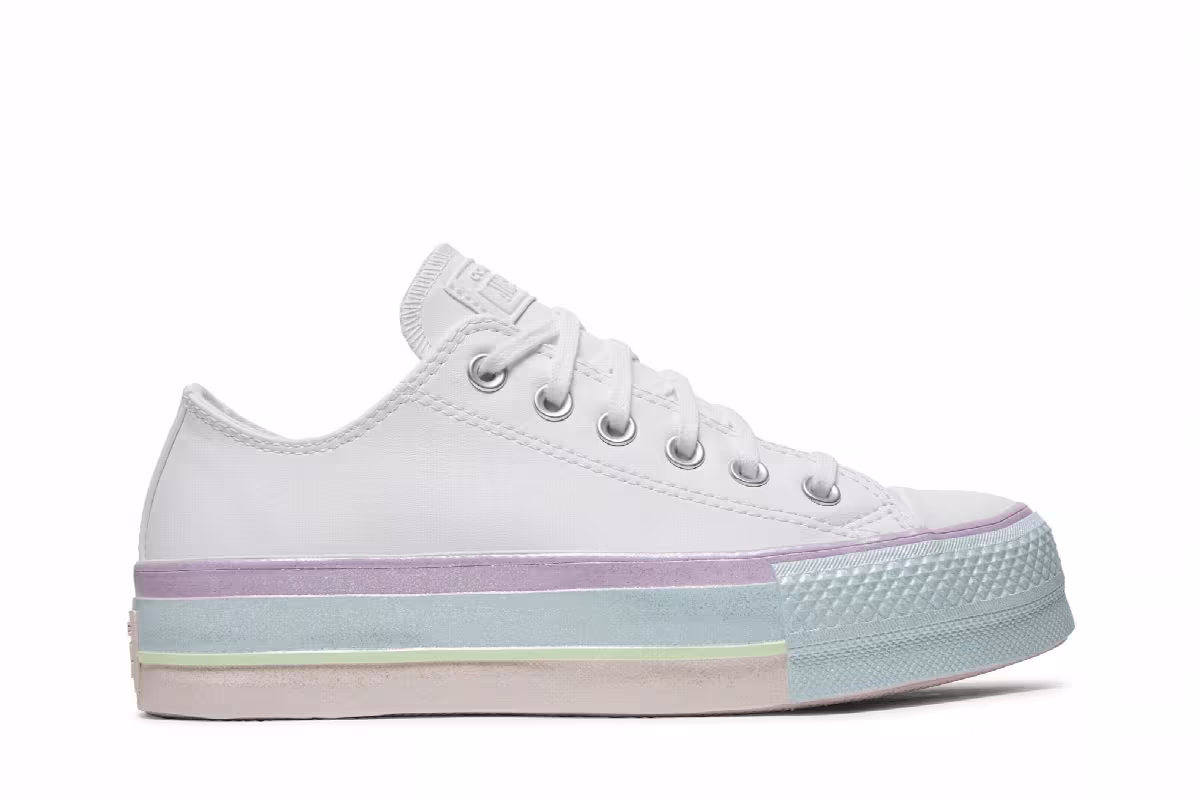 Converse Women's Chuck Taylor All Star Lift Low White Lilac Blue, view 2