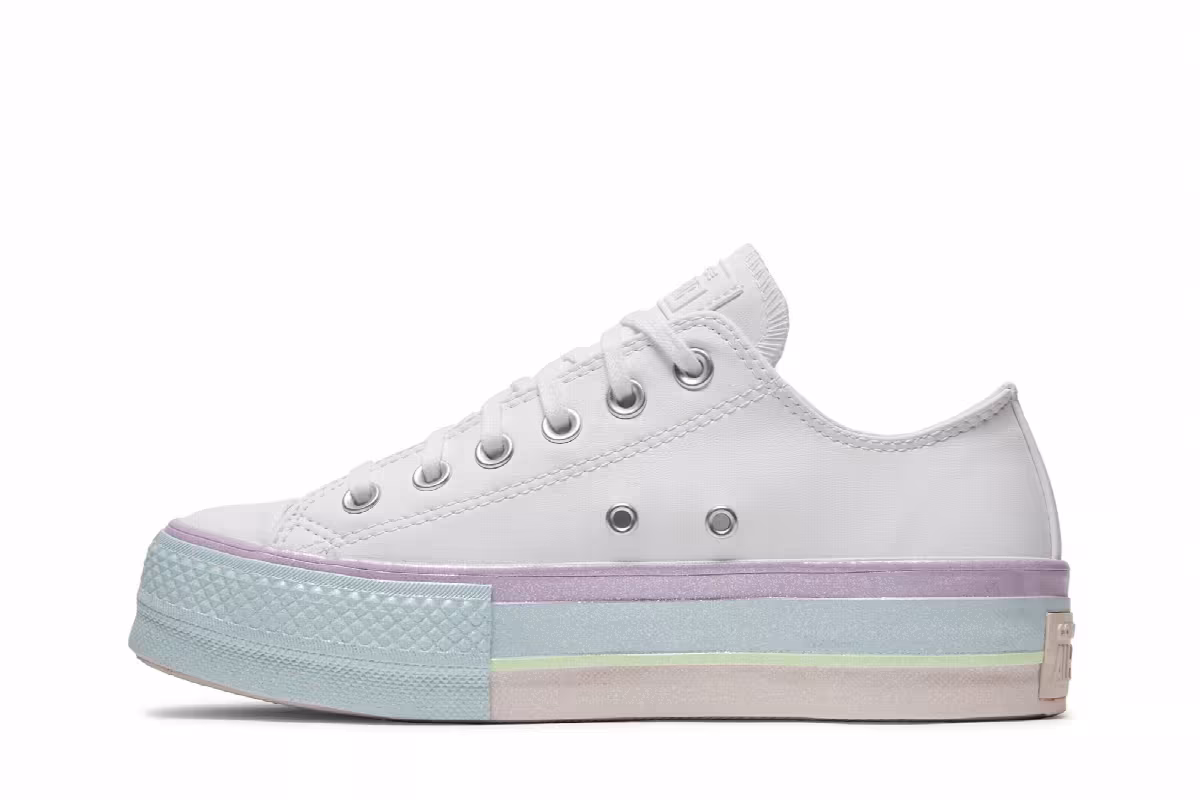 Converse Women's Chuck Taylor All Star Lift Low White Lilac Blue, view 4