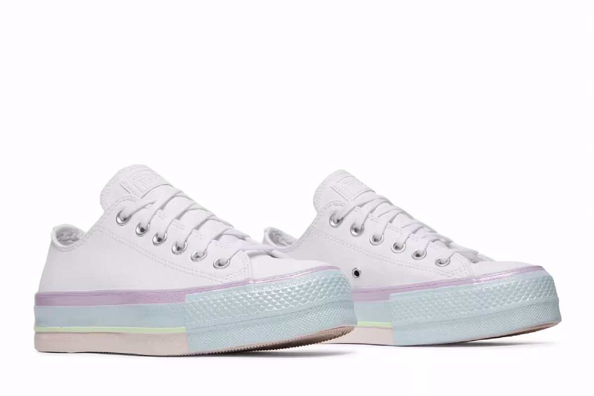 Converse Women's Chuck Taylor All Star Lift Low White Lilac Blue, view 9